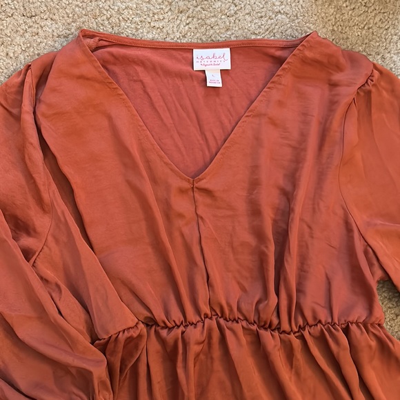 Isabel Maternity Peplum Top in Burnt Orange - Picture 2 of 5